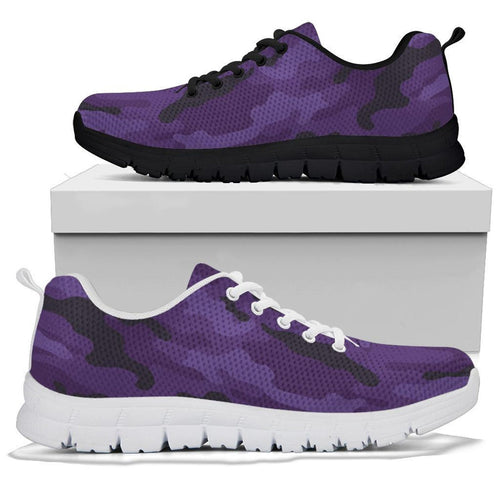 Dark Purple Camouflage Shoes, Unisex Men's Women's Camo Sneakers, Mens Womens Camouflage Sneakers, Athletic Running Shoes Casual Footwear