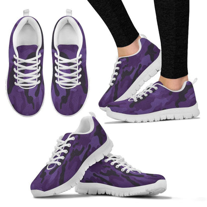Dark Purple Camouflage Shoes, Unisex Men's Women's Camo Sneakers, Mens Womens Camouflage Sneakers, Athletic Running Shoes Casual Footwear