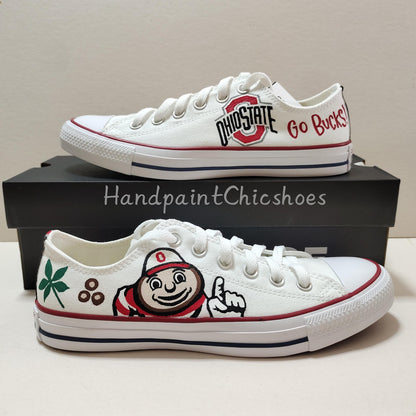 Hand-Painted Ohio State Converse: Custom Buckeyes Fan Sneakers
