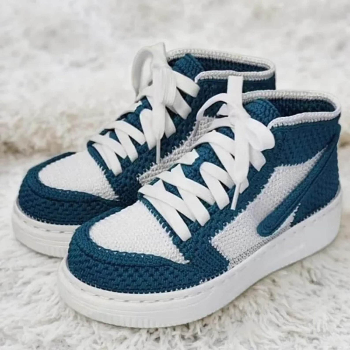 Adult Crochet Sneaker Slippers: Handmade High-Top Booties