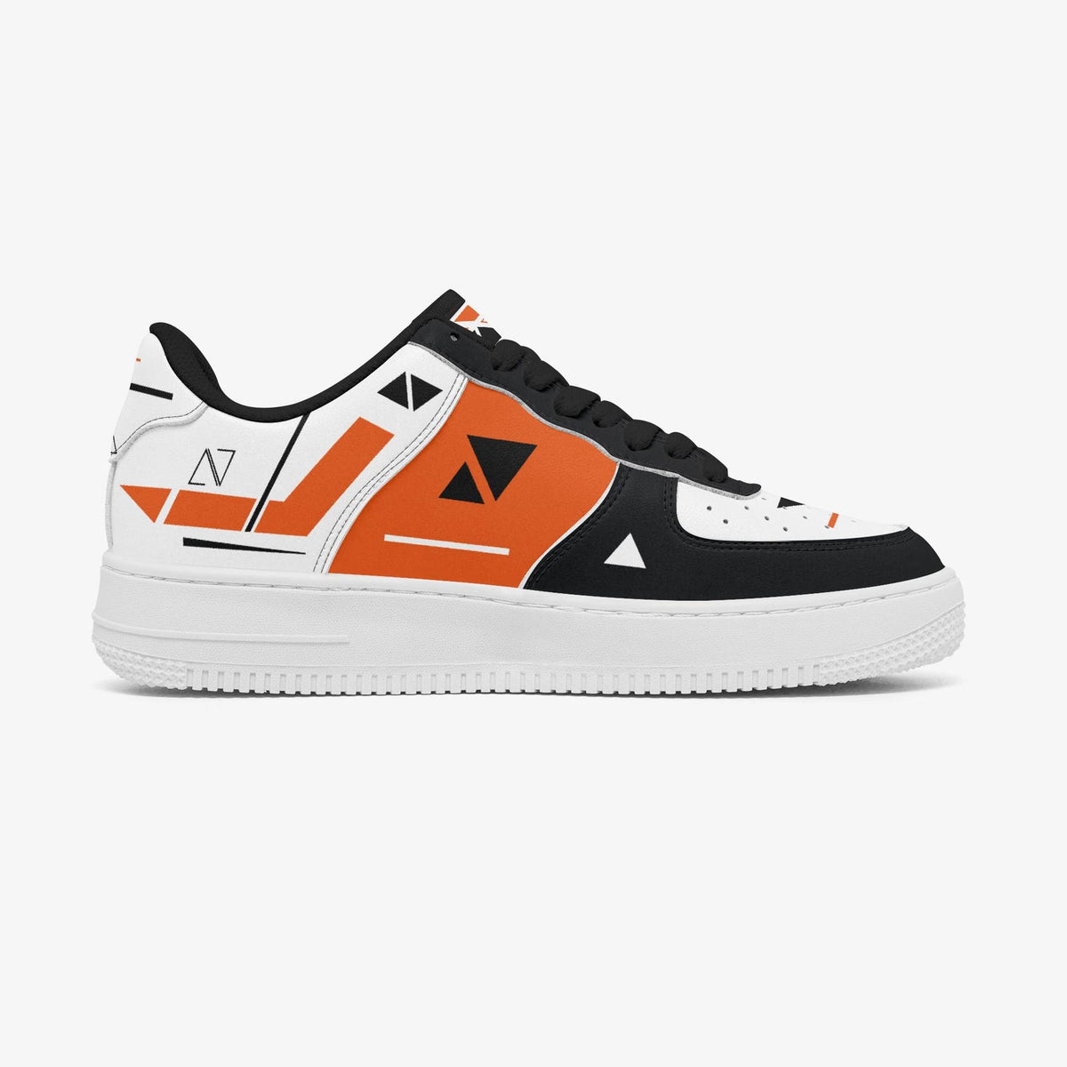 Orange & Black Futuristic Robotic Low-Top Sneakers – Sci-Fi Tactical Gamer Shoes