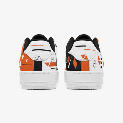 Orange & Black Futuristic Robotic Low-Top Sneakers – Sci-Fi Tactical Gamer Shoes