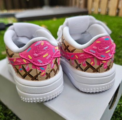 Hand-Painted Ice Cream Drip Sneakers | Custom Air Force 1s