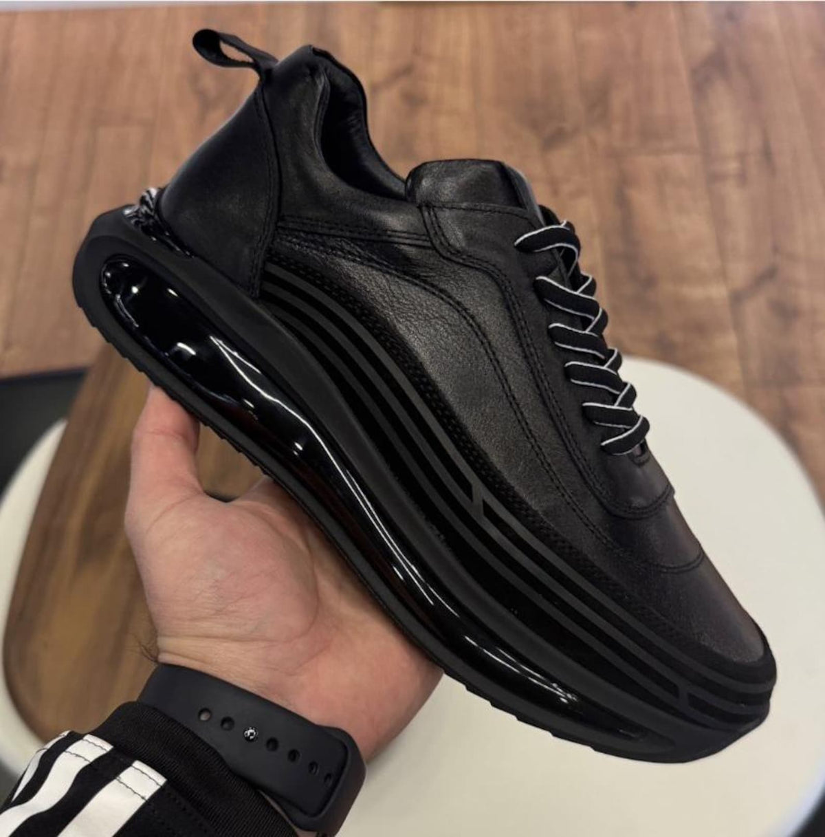 Men’s Genuine Leather Sneakers, Walking Shoes, Casual Trainers, Handmade Streetwear Shoes, Modern Everyday Footwear
