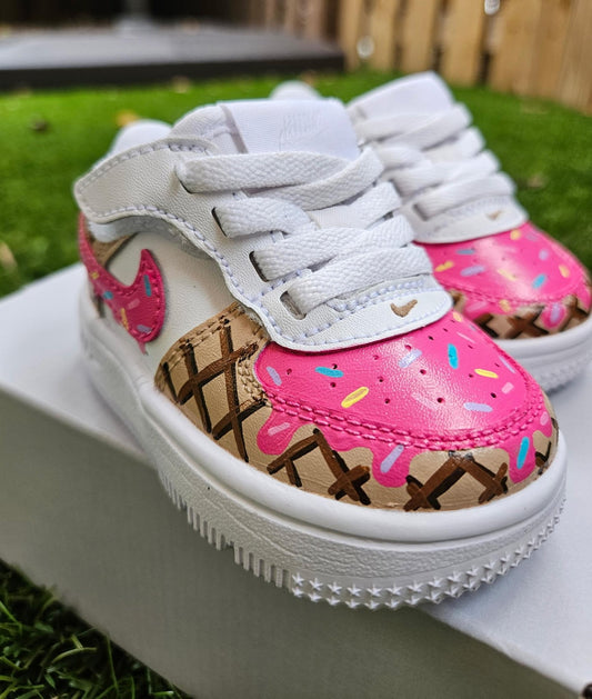 Hand-Painted Ice Cream Drip Sneakers | Custom Air Force 1s