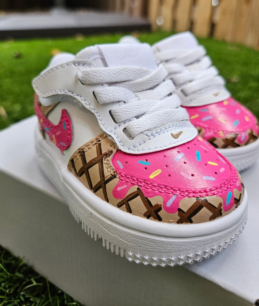 Hand-Painted Ice Cream Drip Sneakers | Custom Air Force 1s