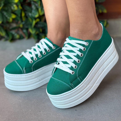 Customizable Women's Platform Sneakers, Glitter Print Shoes
