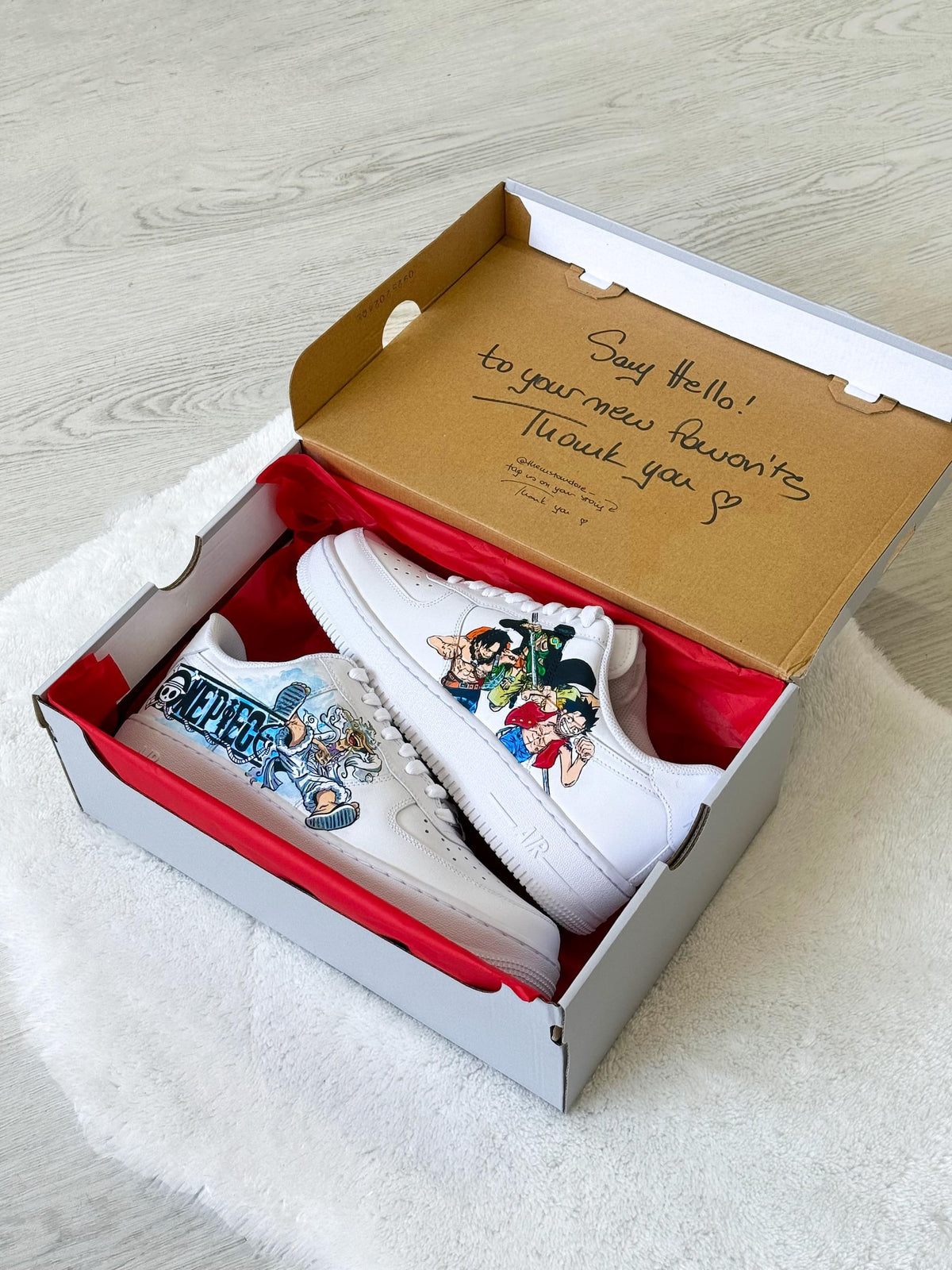 One Piece Air Force 1 - Hand Painted Luffy, Zoro and Ace Nike Sneakers