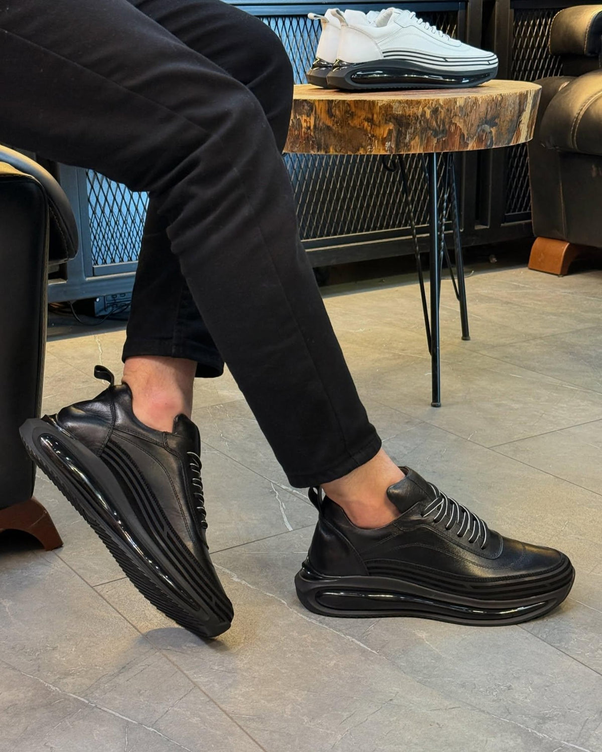 Men’s Genuine Leather Sneakers, Walking Shoes, Casual Trainers, Handmade Streetwear Shoes, Modern Everyday Footwear