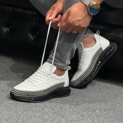 Men’s Genuine Leather Sneakers, Walking Shoes, Casual Trainers, Handmade Streetwear Shoes, Modern Everyday Footwear