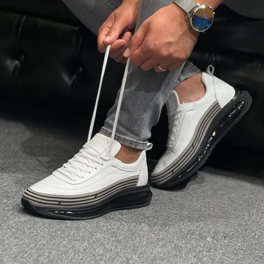 Men’s Genuine Leather Sneakers, Walking Shoes, Casual Trainers, Handmade Streetwear Shoes, Modern Everyday Footwear