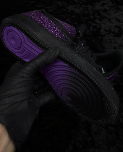 Custom Black/Purple Glitter Air Force 1, Custom Air Force 1, Custom Glitter Air Force 1, Custom Bling Air Force 1, All Sizes Available