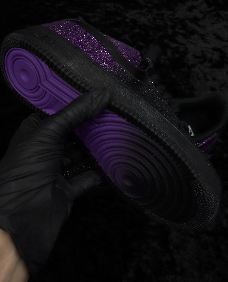 Custom Black/Purple Glitter Air Force 1, Custom Air Force 1, Custom Glitter Air Force 1, Custom Bling Air Force 1, All Sizes Available