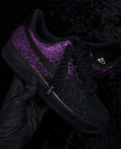 Custom Black/Purple Glitter Air Force 1, Custom Air Force 1, Custom Glitter Air Force 1, Custom Bling Air Force 1, All Sizes Available
