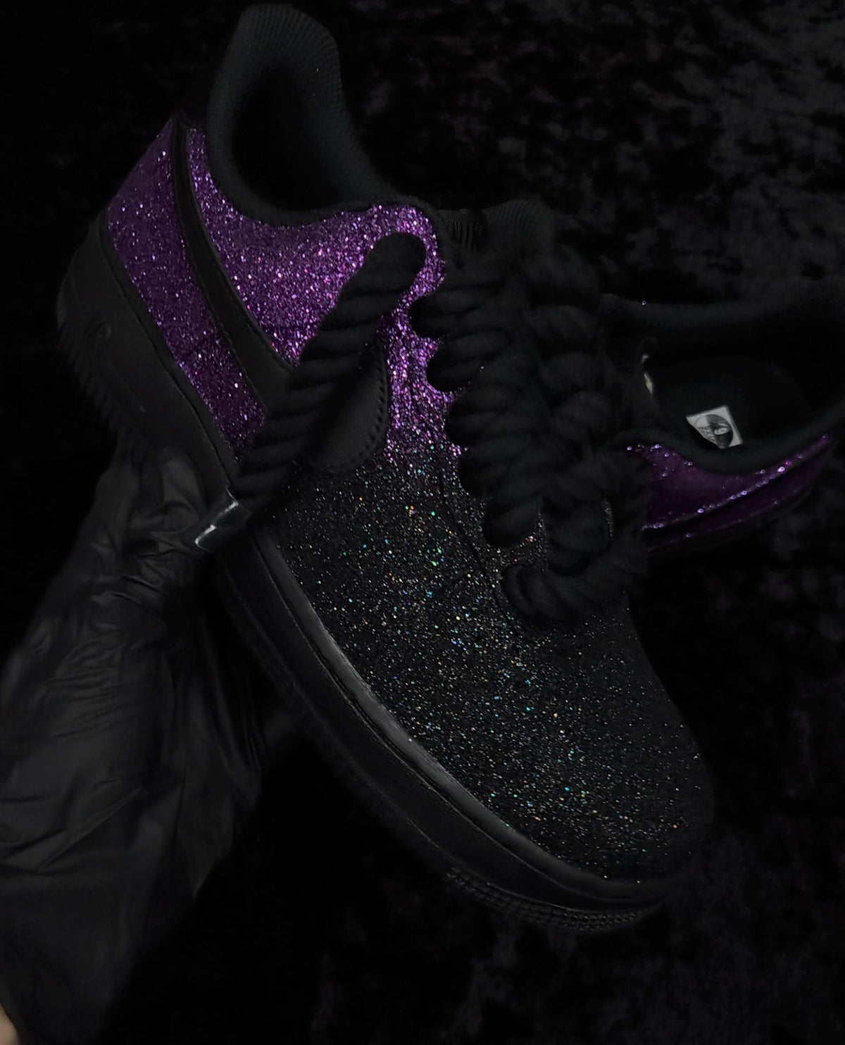Custom Black/Purple Glitter Air Force 1, Custom Air Force 1, Custom Glitter Air Force 1, Custom Bling Air Force 1, All Sizes Available