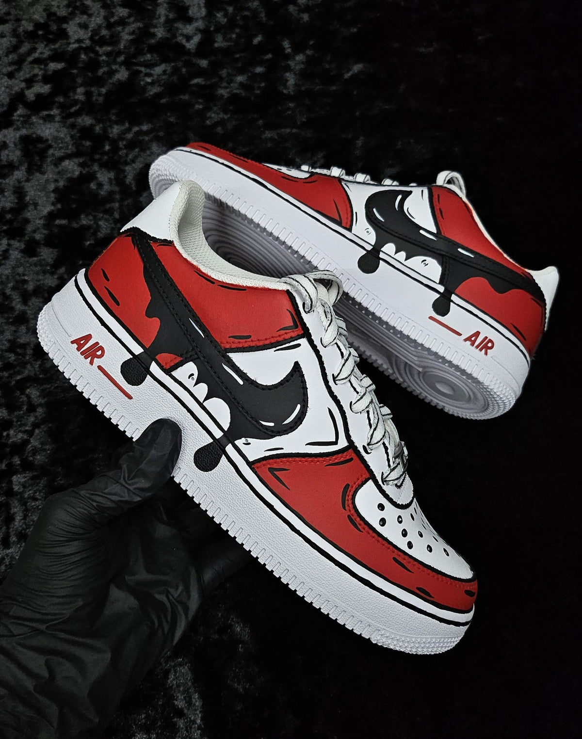 Custom Red Cartoon Drip Air Force 1, Custom Drip Air Force 1, Custom Red Air Force 1, Custom Cartoon Air Force 1, All Sizes Available