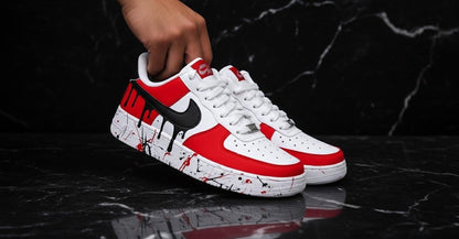 Hand-Painted Custom Air Force 1 Sneakers | Red Drip Design l Birthday Gift for Him | Abstract Drip Art Shoes | Unique Gift Him