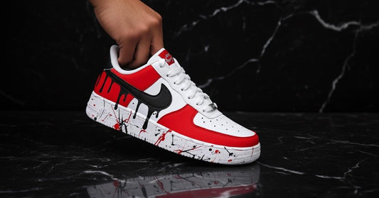 Hand-Painted Custom Air Force 1 Sneakers | Red Drip Design l Birthday Gift for Him | Abstract Drip Art Shoes | Unique Gift Him