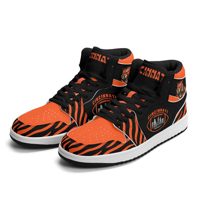 Cincinnati Football Team Shoes for Men & Women Team Themed Basketball Shoes Custom Black Football Sneaker Cincinnati Sneakers Cincy Gift