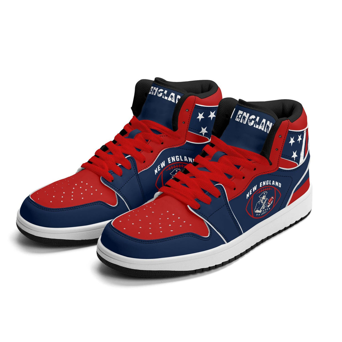 New England Football Team Shoes for Men & Women Team Themed Basketball Shoes Custom  Football New England Blue Sneakers New England Gifts