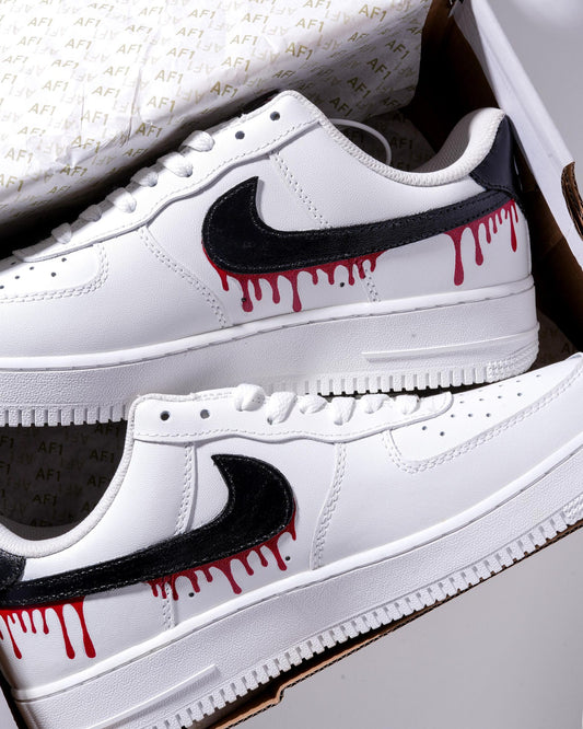 Red Drip Custom Air Force 1 | Hand-Painted Sneakers l Birthday Gift for Him | Red Art Shoes | Unique Drip Design Gift