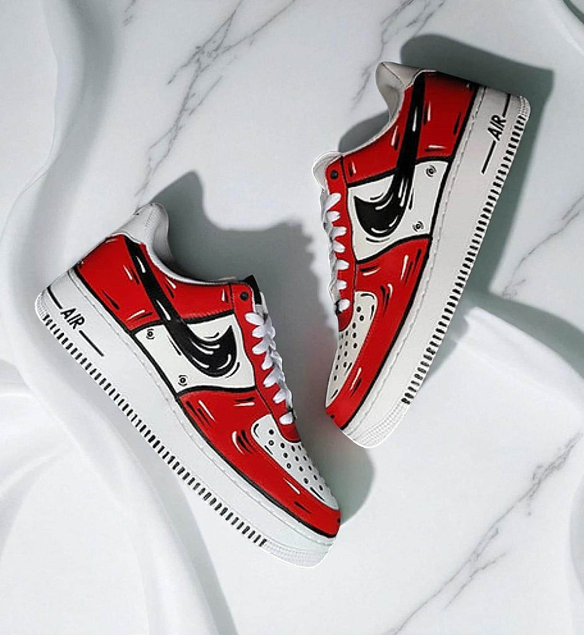 Hand-Painted Custom Air Force 1 Sneakers | Red Drip Design l Birthday Gift for Him | Abstract Drip Art Shoes | Unique Gift Him