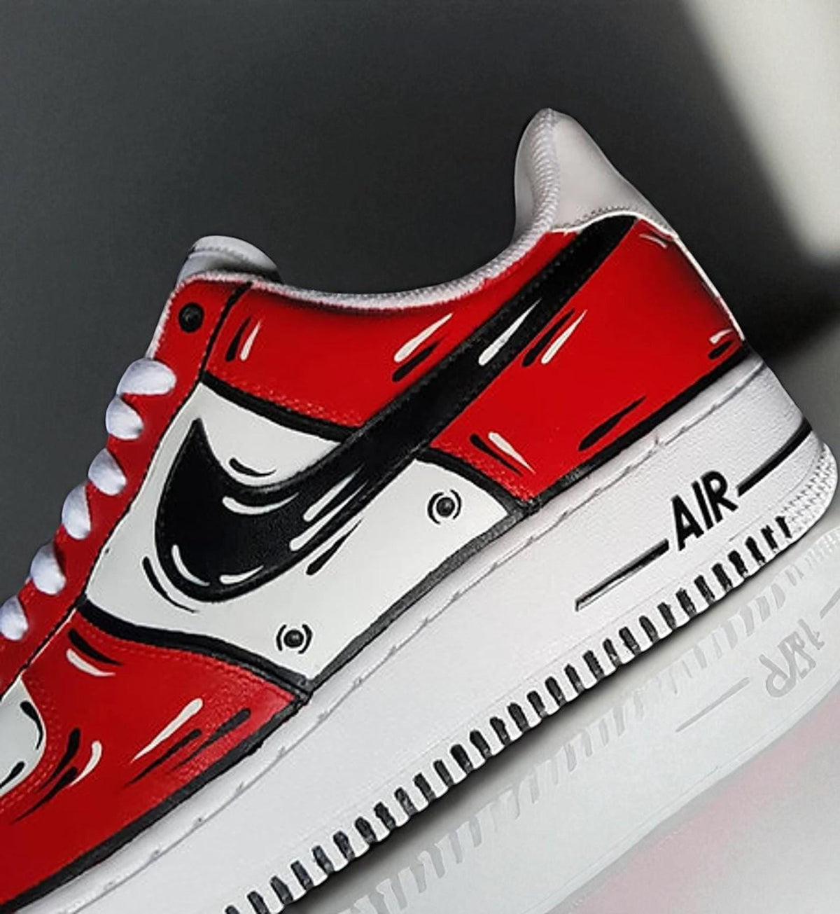 Hand-Painted Custom Air Force 1 Sneakers | Red Drip Design l Birthday Gift for Him | Abstract Drip Art Shoes | Unique Gift Him