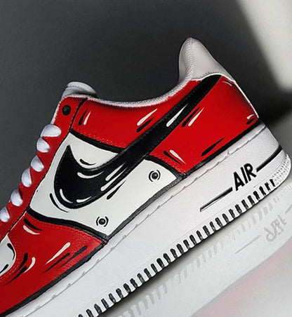 Hand-Painted Custom Air Force 1 Sneakers | Red Drip Design l Birthday Gift for Him | Abstract Drip Art Shoes | Unique Gift Him