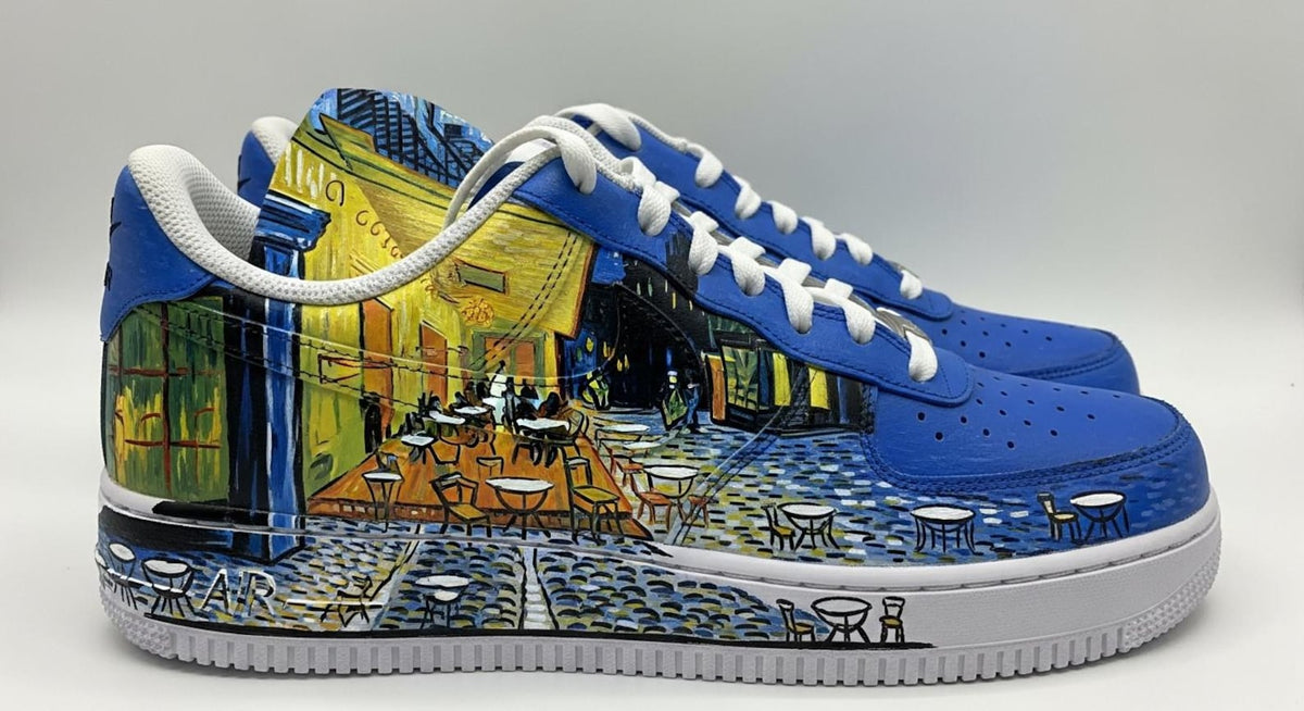 Van Gogh Café Terrace Hand-Painted Custom Air Force 1 Sneakers l Art Teacher Gift | Museum Gift | Unique Graduation Gift