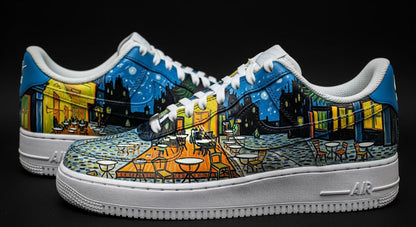 Van Gogh Café Terrace Hand-Painted Custom Air Force 1 Sneakers l Art Teacher Gift | Museum Gift | Unique Graduation Gift