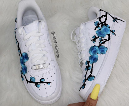 Nike Air Force Custom Cherry Blossom Embroidered Shoes Women's White Sneakers