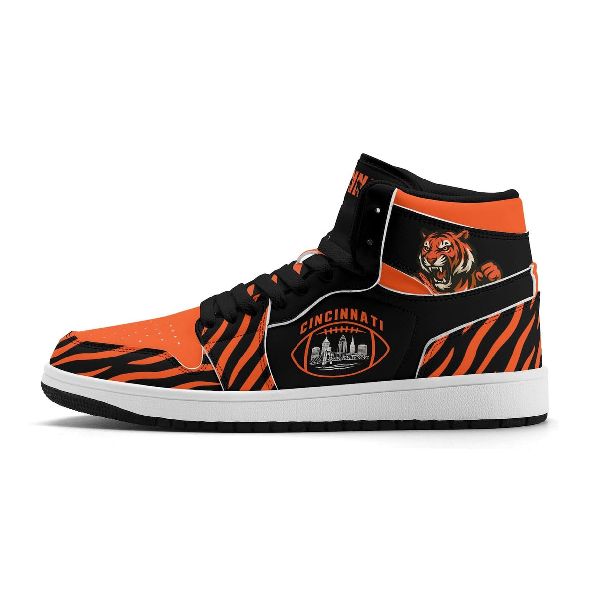 Cincinnati Football Team Shoes for Men & Women Team Themed Basketball Shoes Custom Black Football Sneaker Cincinnati Sneakers Cincy Gift