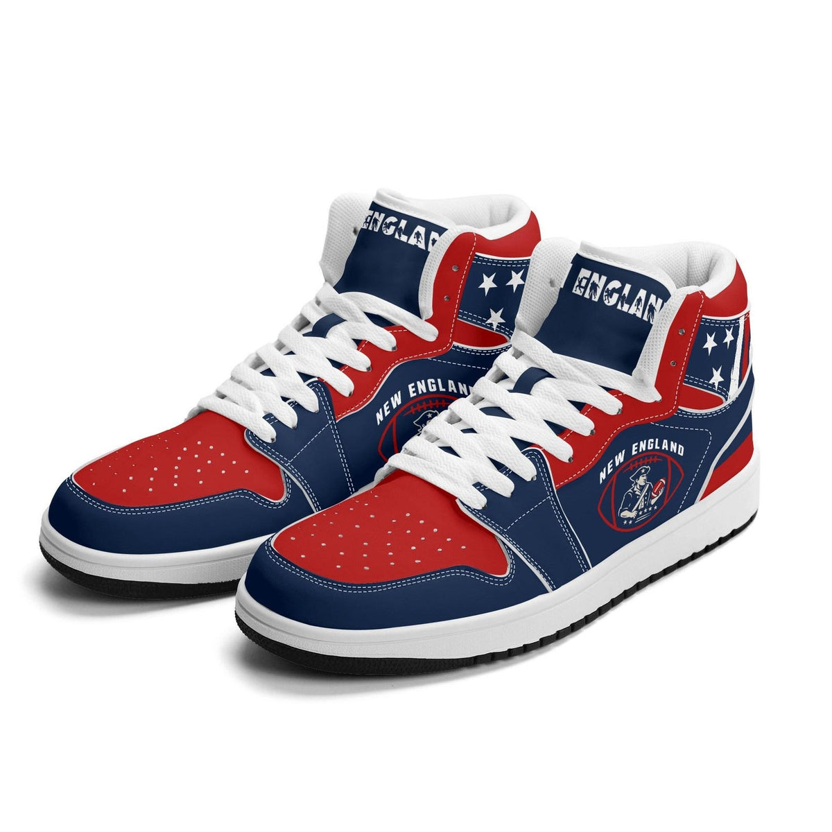 New England Football Team Shoes for Men & Women Team Themed Basketball Shoes Custom  Football New England Blue Sneakers New England Gifts