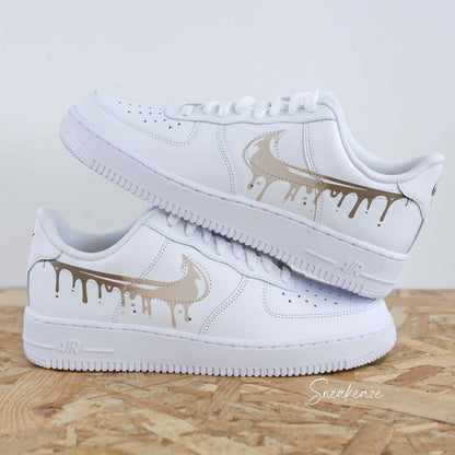 AF1 custom Air Force 1 Drip sneakers in a pastel gradient of pink, blue, and lilac with a flowing effect, unisex