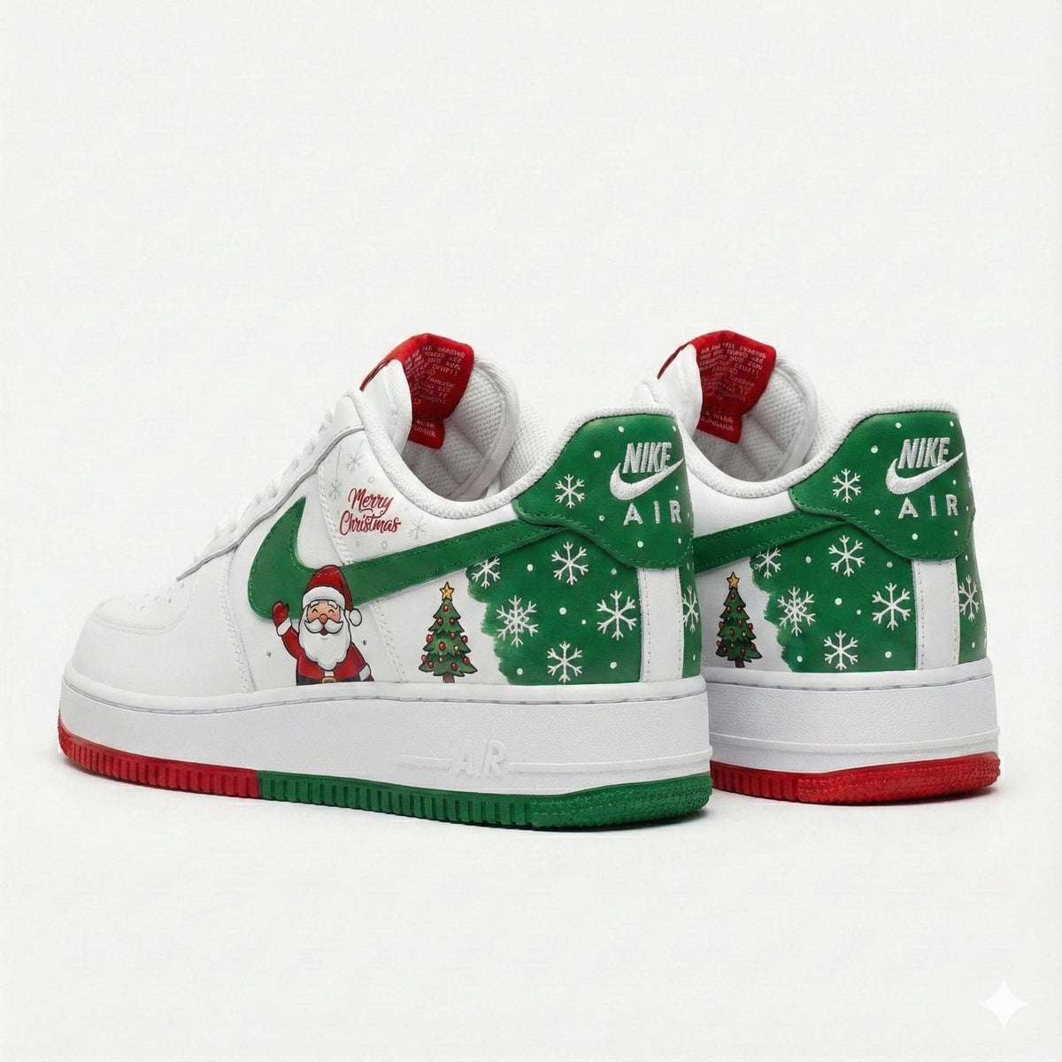 Custom Hand-Painted Nike Air Force 1 Shoes – Christmas Santa – Jolly Holiday AF1 Sneakers – Festive Streetwear