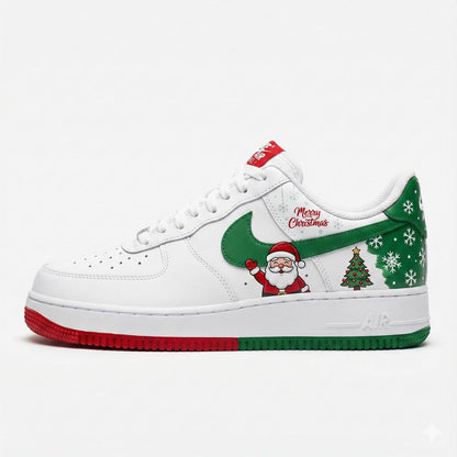 Custom Hand-Painted Nike Air Force 1 Shoes | Christmas Santa | Jolly Holiday AF1 Sneakers | Festive Streetwear