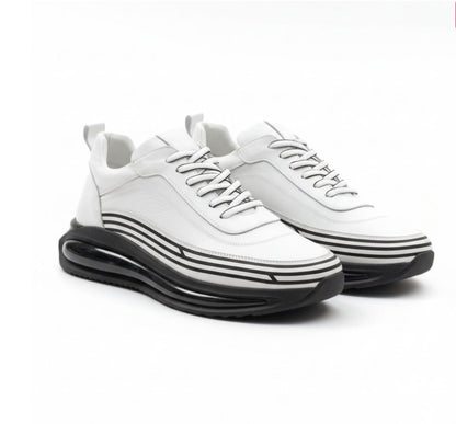 Men’s Genuine Leather Sneakers, Walking Shoes, Casual Trainers, Handmade Streetwear Shoes, Modern Everyday Footwear