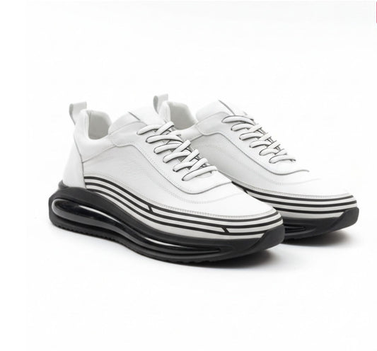 Men’s Genuine Leather Sneakers, Walking Shoes, Casual Trainers, Handmade Streetwear Shoes, Modern Everyday Footwear