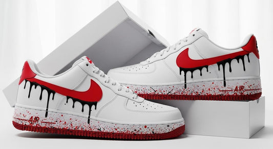 Red Drip Custom Air Force 1 | Hand-Painted Sneakers l Birthday Gift for Him | Red Art Shoes | Unique Drip Design Gift