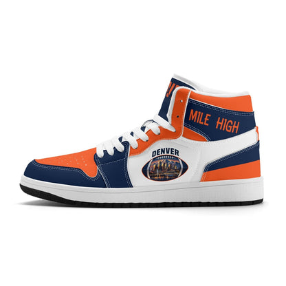 Denver Football Team Shoes for Men & Women Team Themed Football Sport Sneakers Custom Denver Football White Shoes Denver Gift Rocky Mountain
