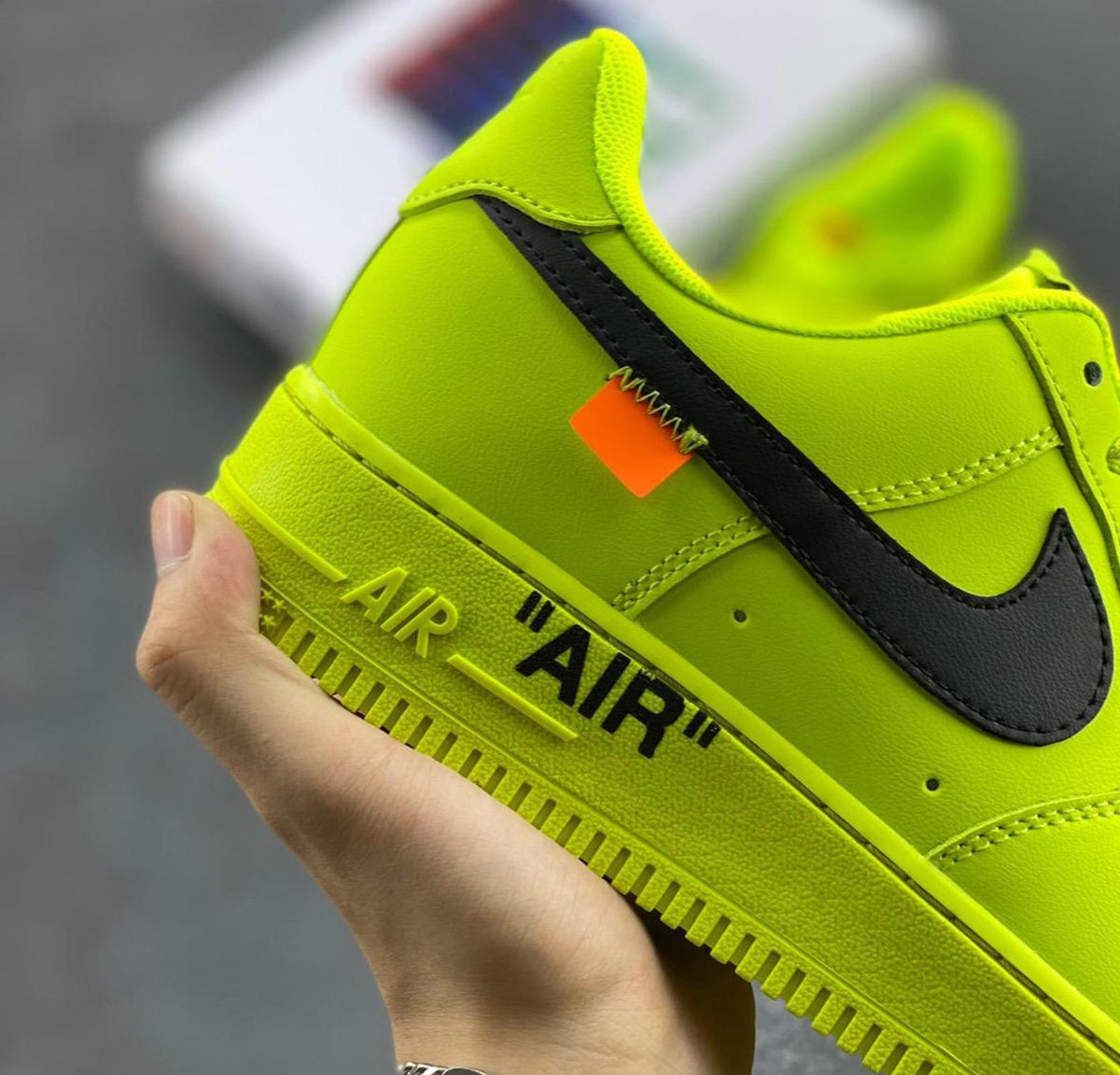 Custom neon green Air Force 1 sneakers, handmade