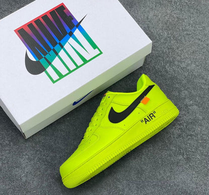 Custom neon green Air Force 1 sneakers, handmade