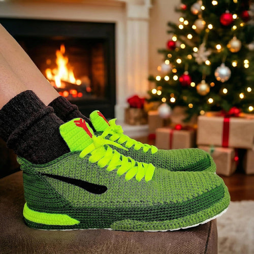 Kobe Green Christmas Sneakers - Custom Mamba Style Retro Basketball Shoes - Holiday Gift for Sneakerheads - Urban 24 Outfit - Plush Sneakers