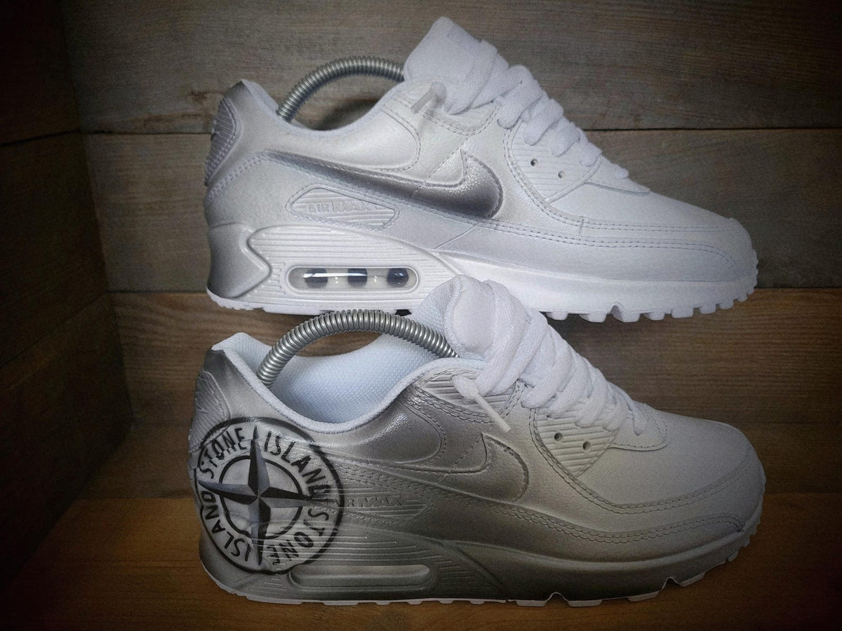 Custom Painted Air Max 90/Sneakers/Shoes/Kicks/Premium/Personalised/S Island (Black/Grey Edition)