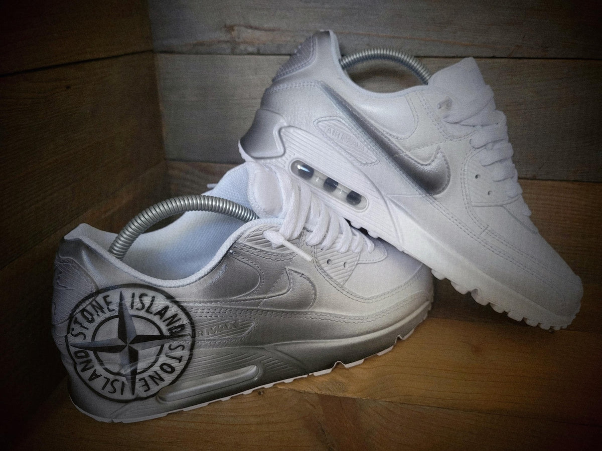 Custom Painted Air Max 90/Sneakers/Shoes/Kicks/Premium/Personalised/S Island (Black/Grey Edition)