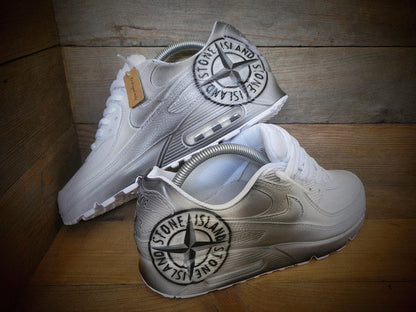 Custom Painted Air Max 90/Sneakers/Shoes/Kicks/Premium/Personalised/S Island (Black/Grey Edition)