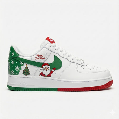 Custom Hand-Painted Nike Air Force 1 Shoes | Christmas Santa | Jolly Holiday AF1 Sneakers | Festive Streetwear