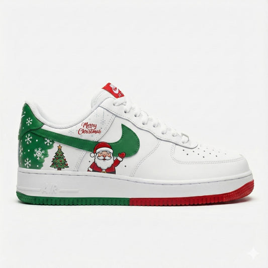 Custom Hand-Painted Nike Air Force 1 Shoes | Christmas Santa | Jolly Holiday AF1 Sneakers | Festive Streetwear
