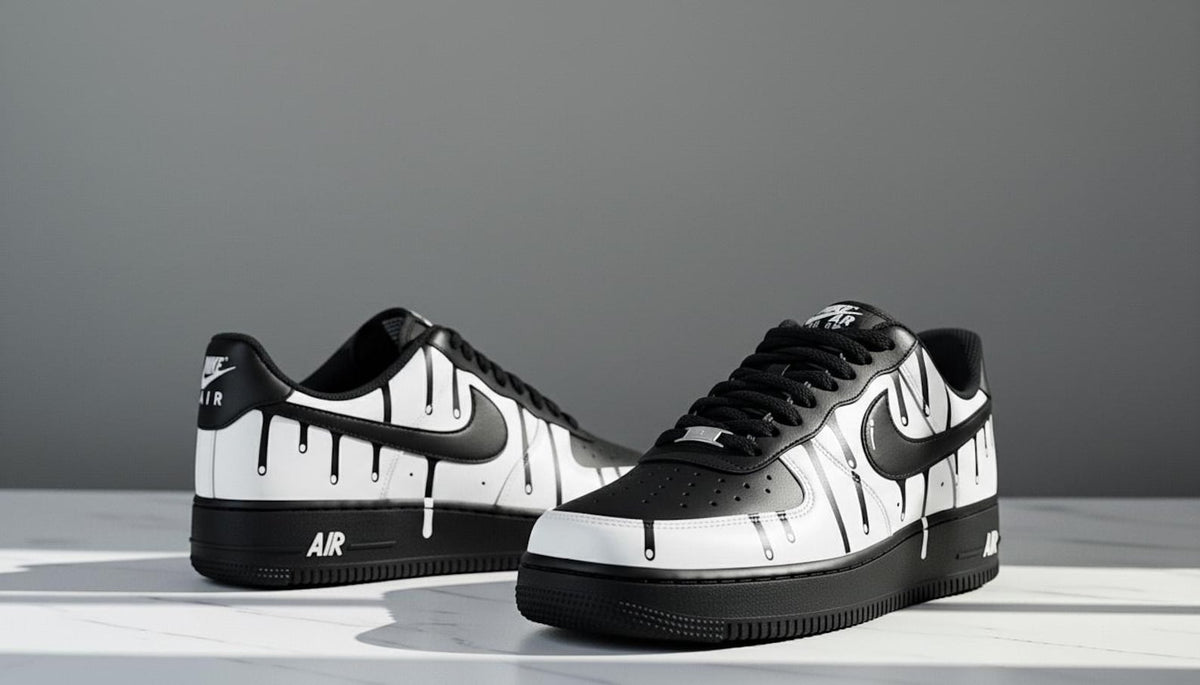 Black Paint Custom Air Force 1 | Hand-Painted Shoes l Father's Day Gift | Birthday Gift for Him | Unique Art Shoes