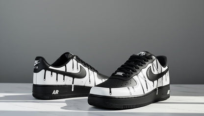 Black Paint Custom Air Force 1 | Hand-Painted Shoes l Father's Day Gift | Birthday Gift for Him | Unique Art Shoes